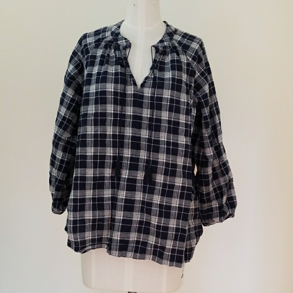 Madewell Light airy plaid top
